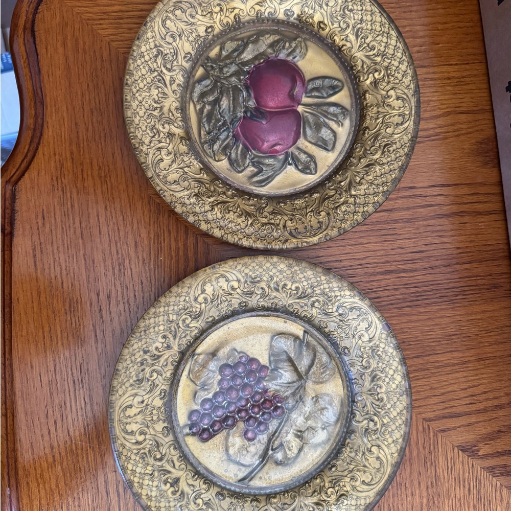 Decorative Gold and Red Wall Plates